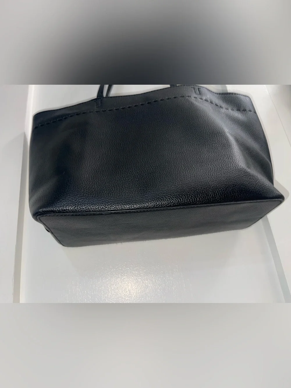 TORY BURCH McGraw Leather Logo Tote Bag Women Black With Tassel Genuine. READ!